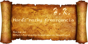 Horánszky Kreszcencia névjegykártya